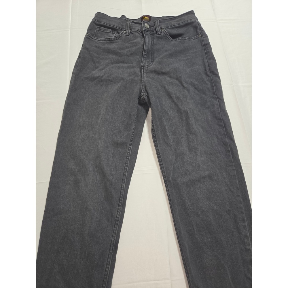 Lee Womens High Rise Straight Leg Jeans Charcoal Gray Denim Size 27x27